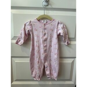 Kissy Kissy Newborn Baby Girl Pink Dog Print Footie Pajamas Romper